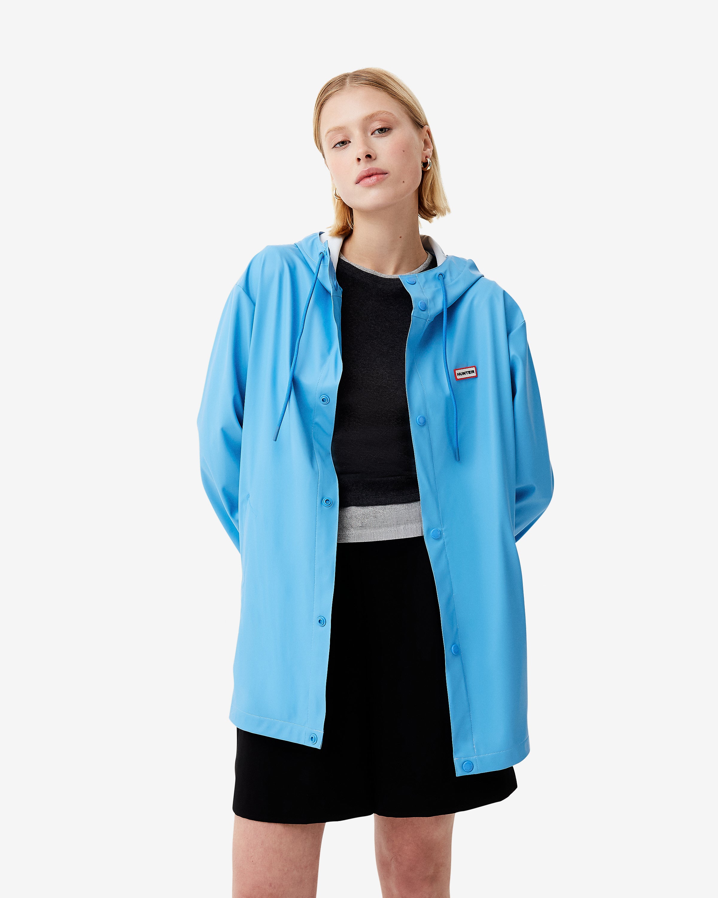 Hunter Boots Unisex Downpour Izzy Hooded Rain Jacket Azur Blue