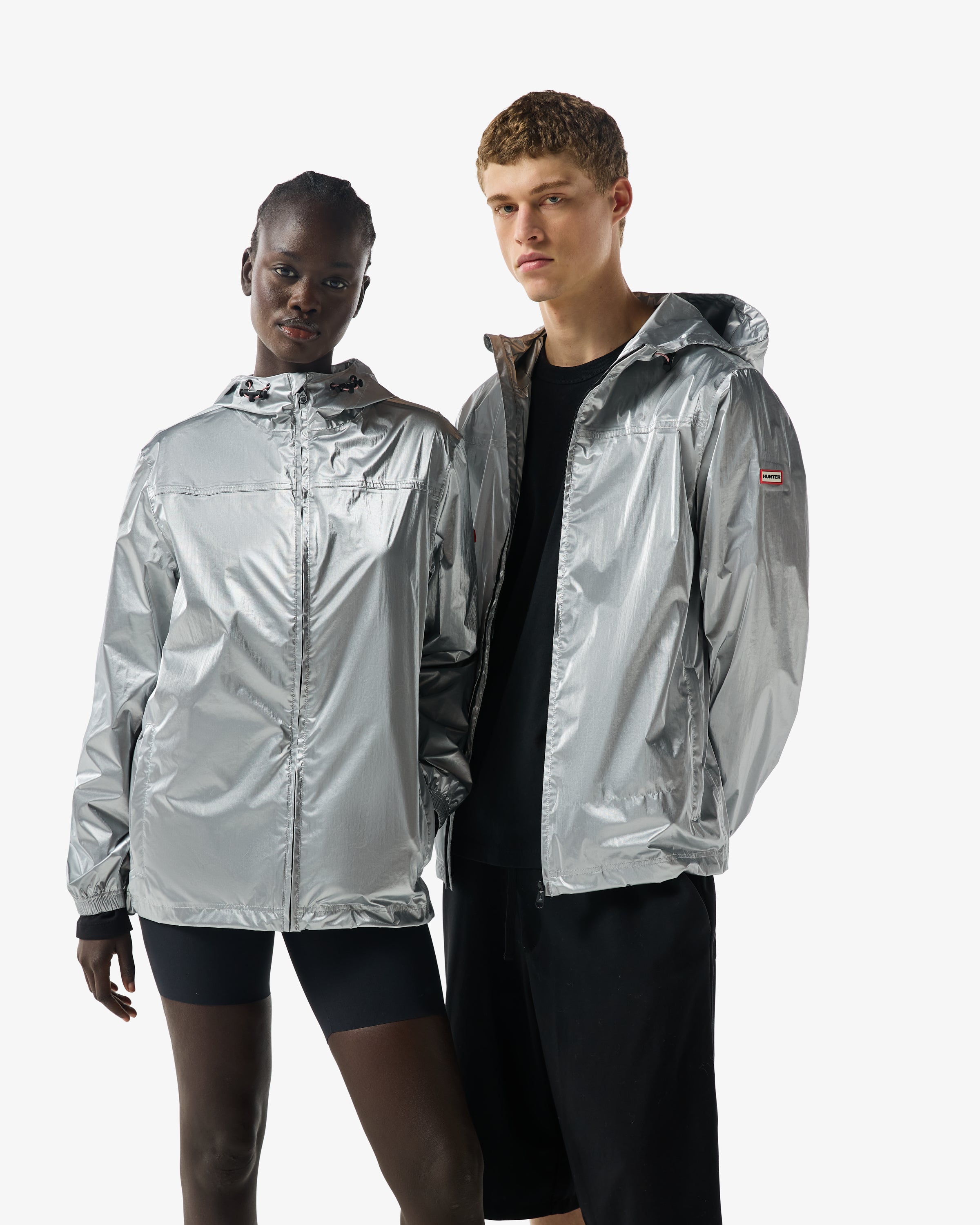 Hunter Boots Unisex Packable Rain Jacket Metallic Silver – Hunter 