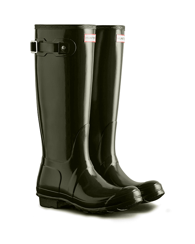 Hunter Boots Women's Original Tall Gloss Boots Dark Olive