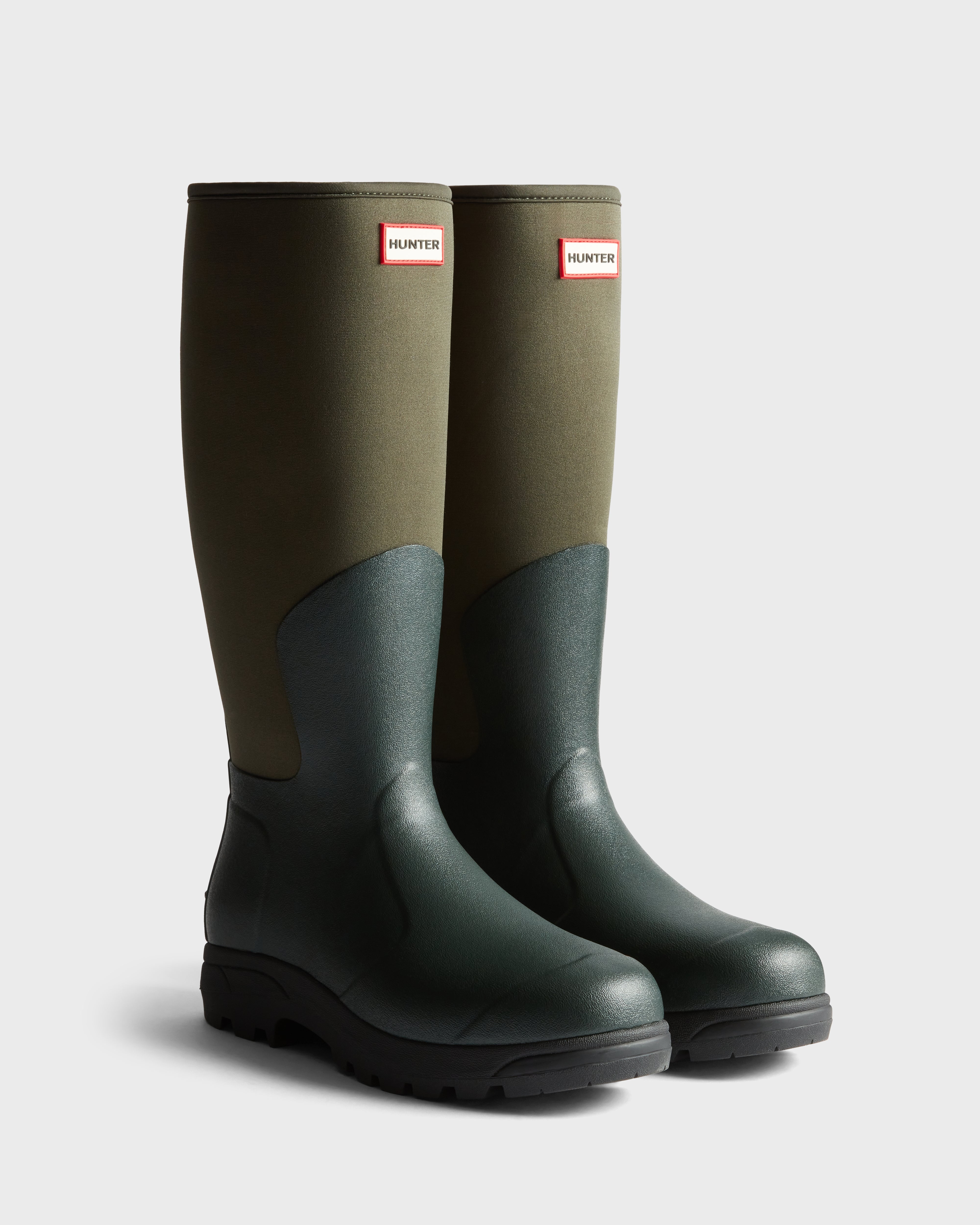 Hunter Boots Unisex Balmoral Neoprene Tall Boot Dark Olive Black