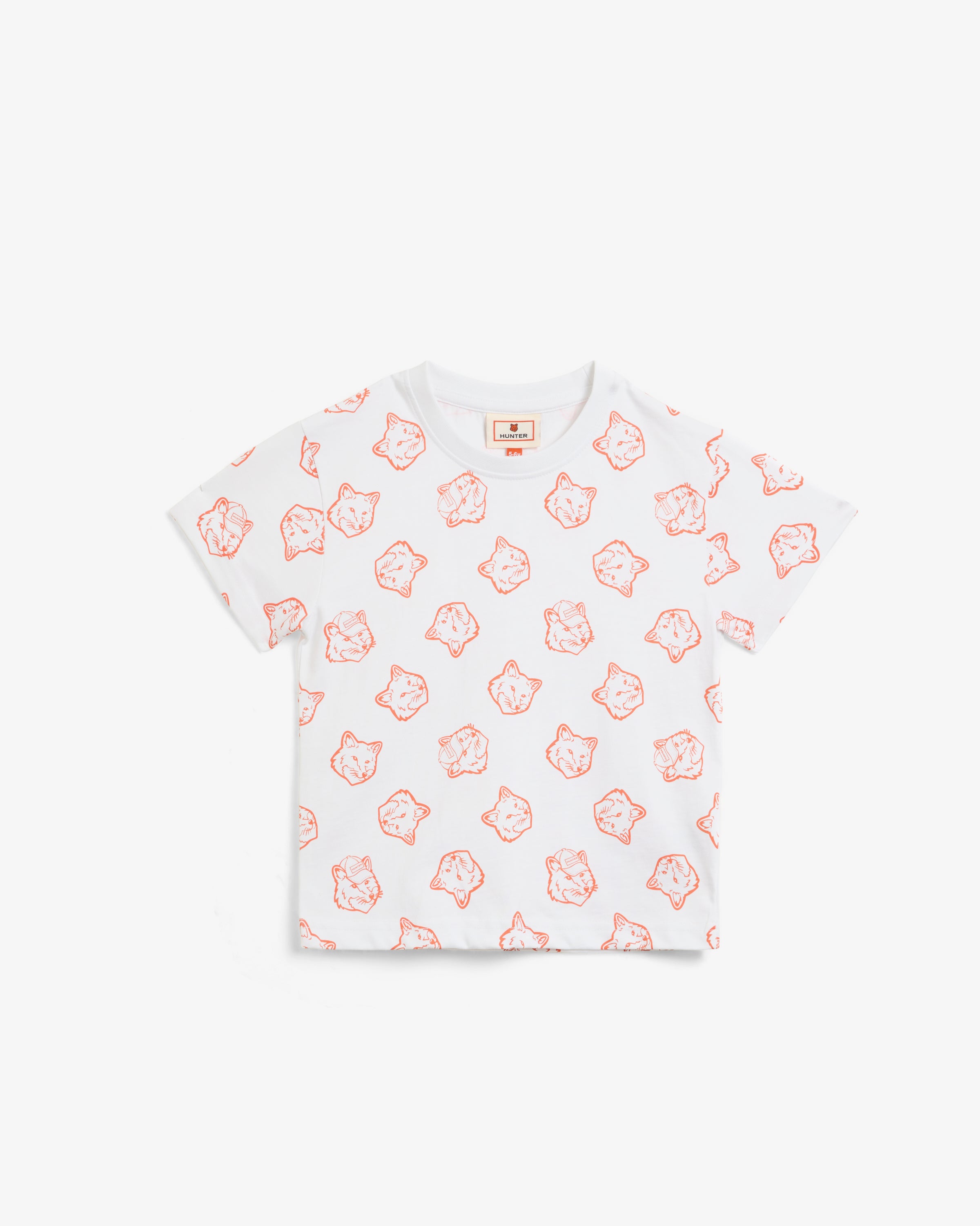 Maison Kitsune X Hunter Kids Fox Head Tee White Burnt Orange