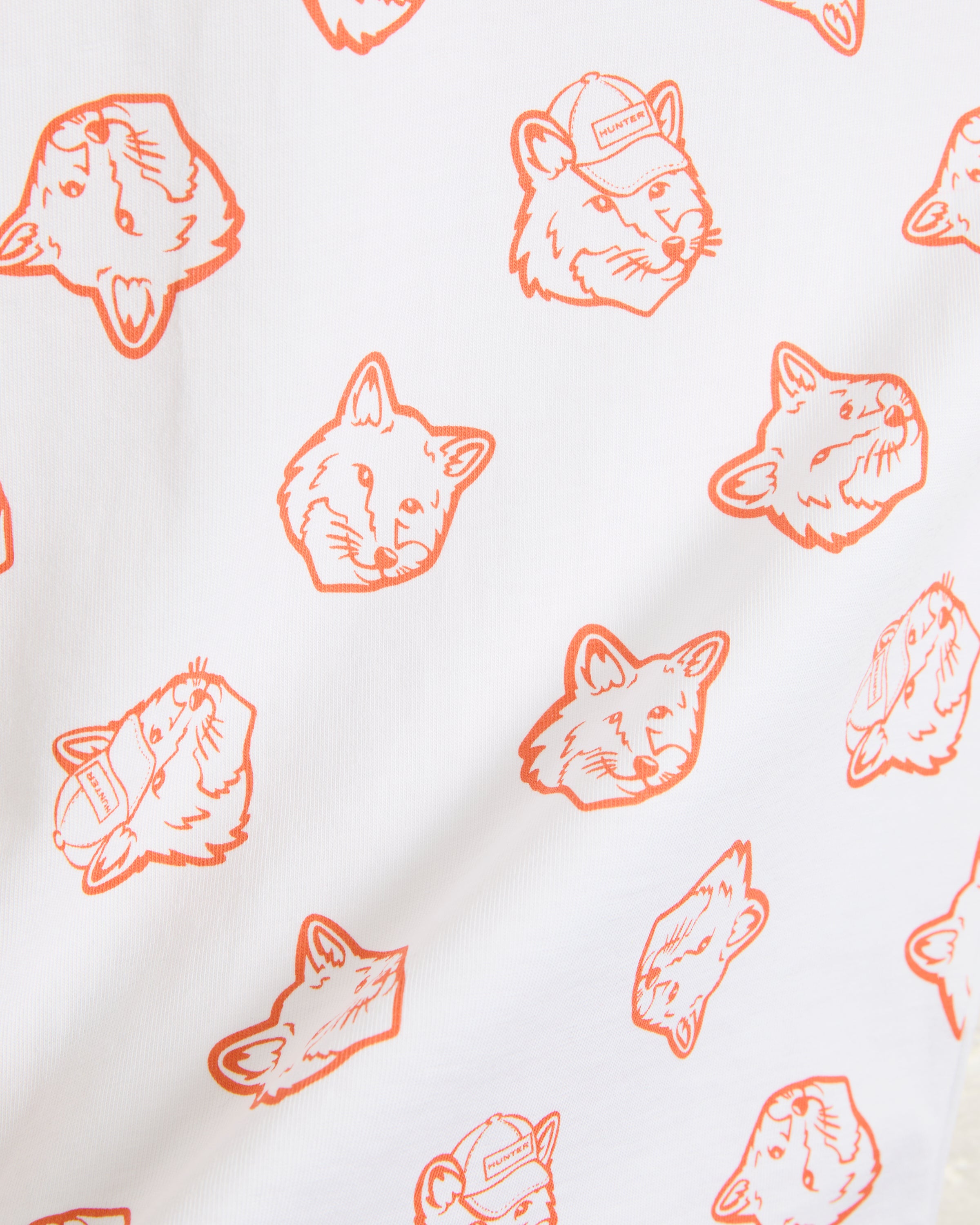 Maison Kitsune X Hunter Kids Fox Head Tee White Burnt Orange