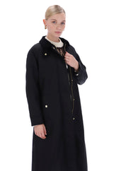 Harrow Long Line Waxed Jacket Black