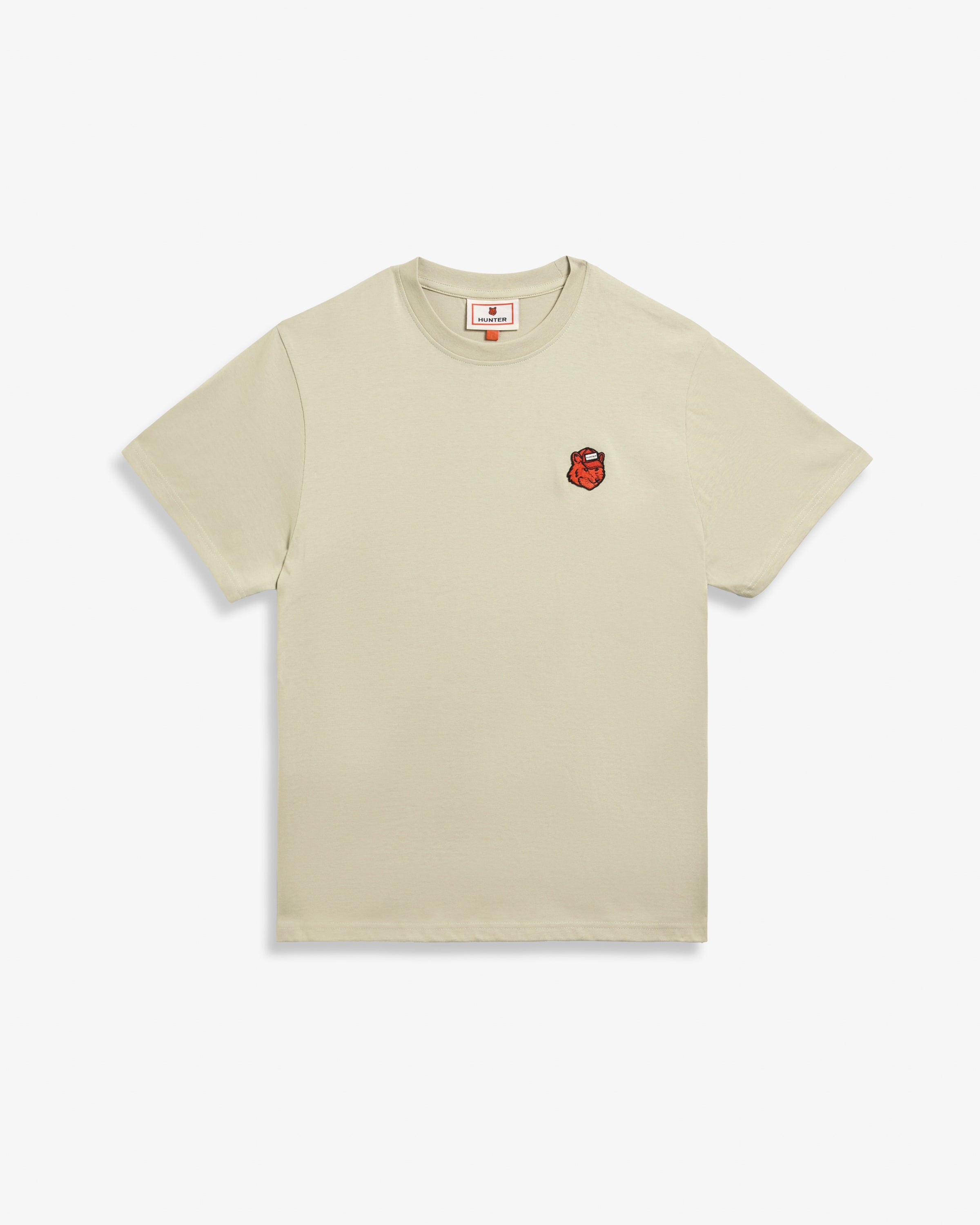 Hunter Boots Maison Kitsune X Hunter Fox Head Patch Tee Stone