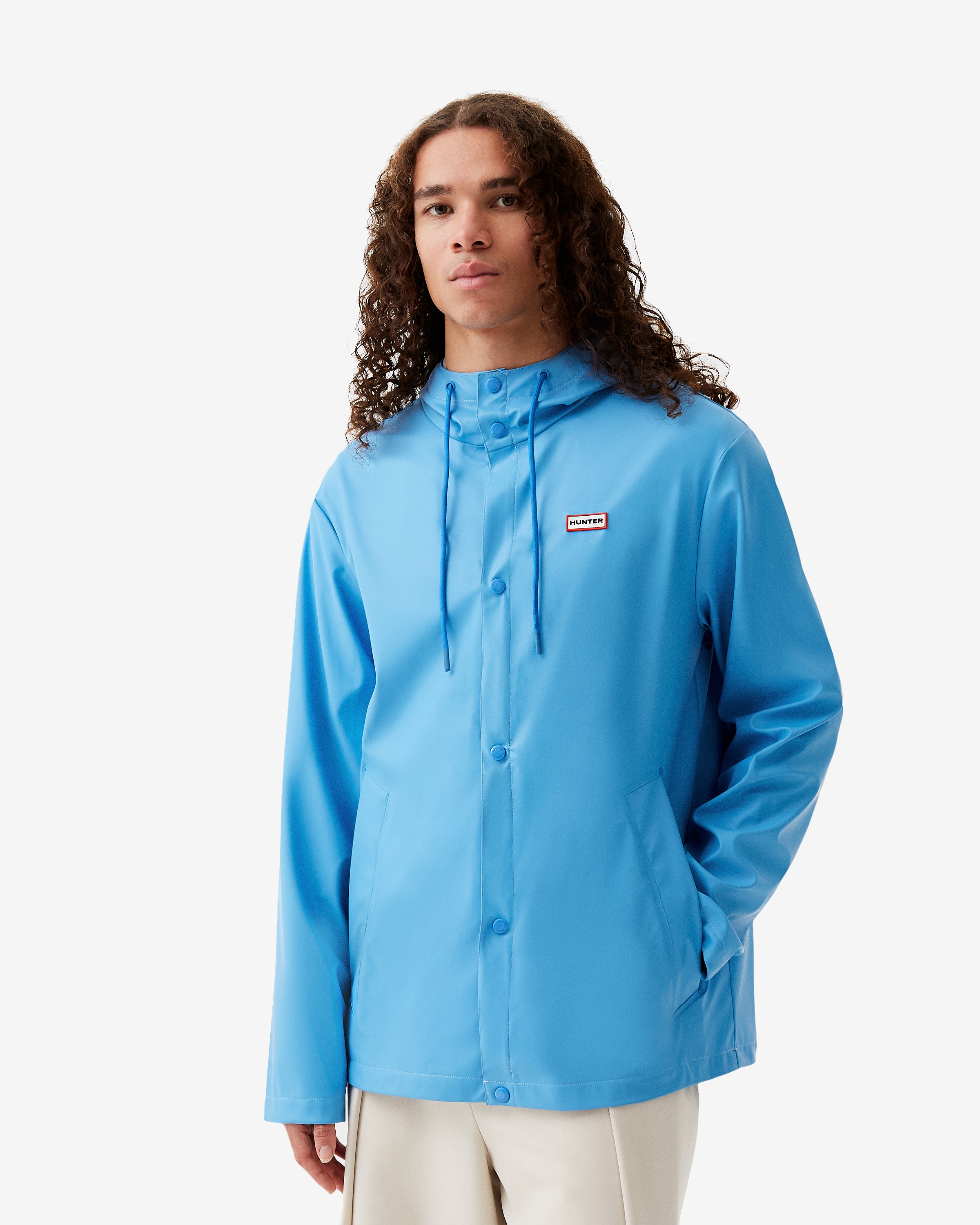 Hunter Boots Unisex Downpour Izzy Hooded Rain Jacket Azur Blue