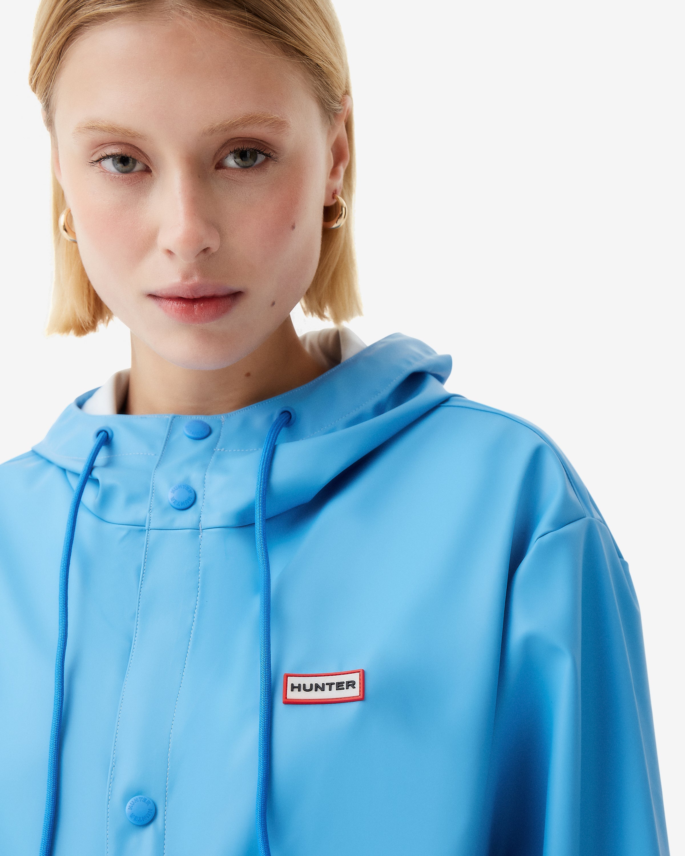 Hunter Boots Unisex Downpour Izzy Hooded Rain Jacket Azur Blue