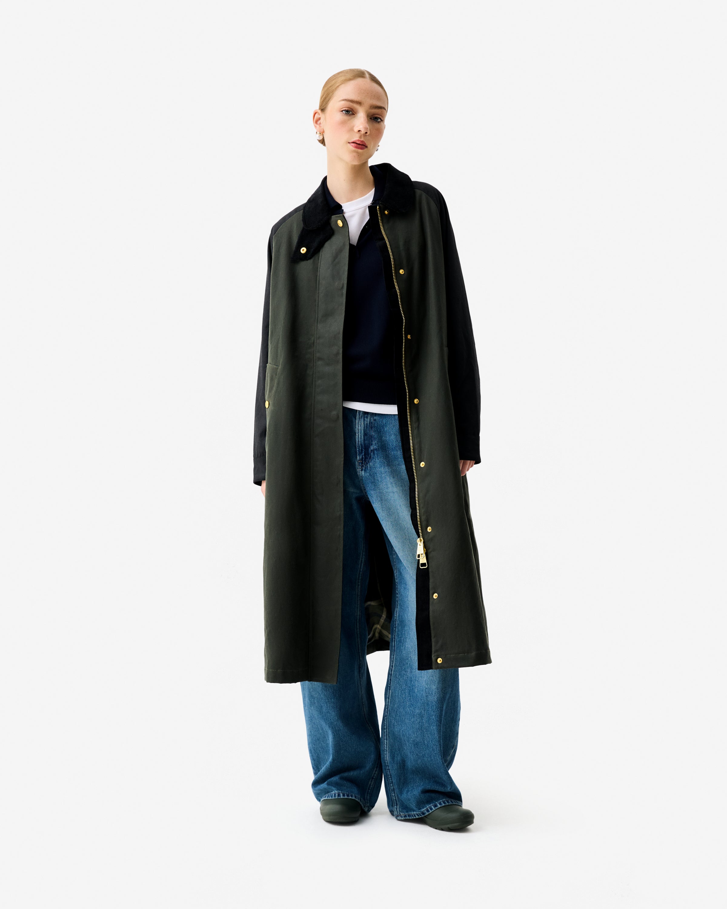 Harrow Patch Colour Block Waxed Coat