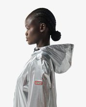 Unisex Packable Rain Jacket Metallic Silver