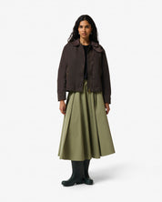 Leith Oversized Waxed Jacket Chocolate Brown