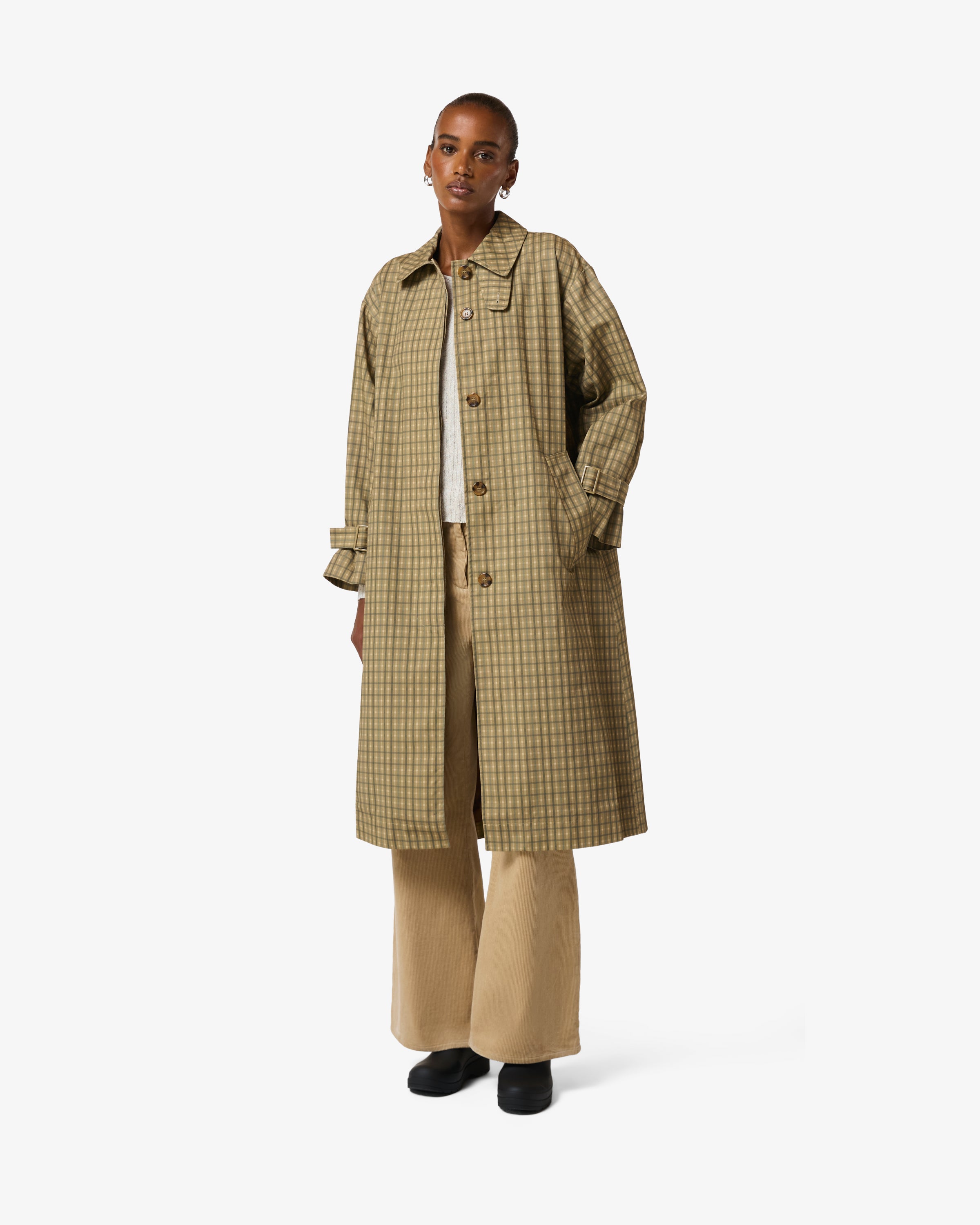 Meagan Check Coat Kelp Check