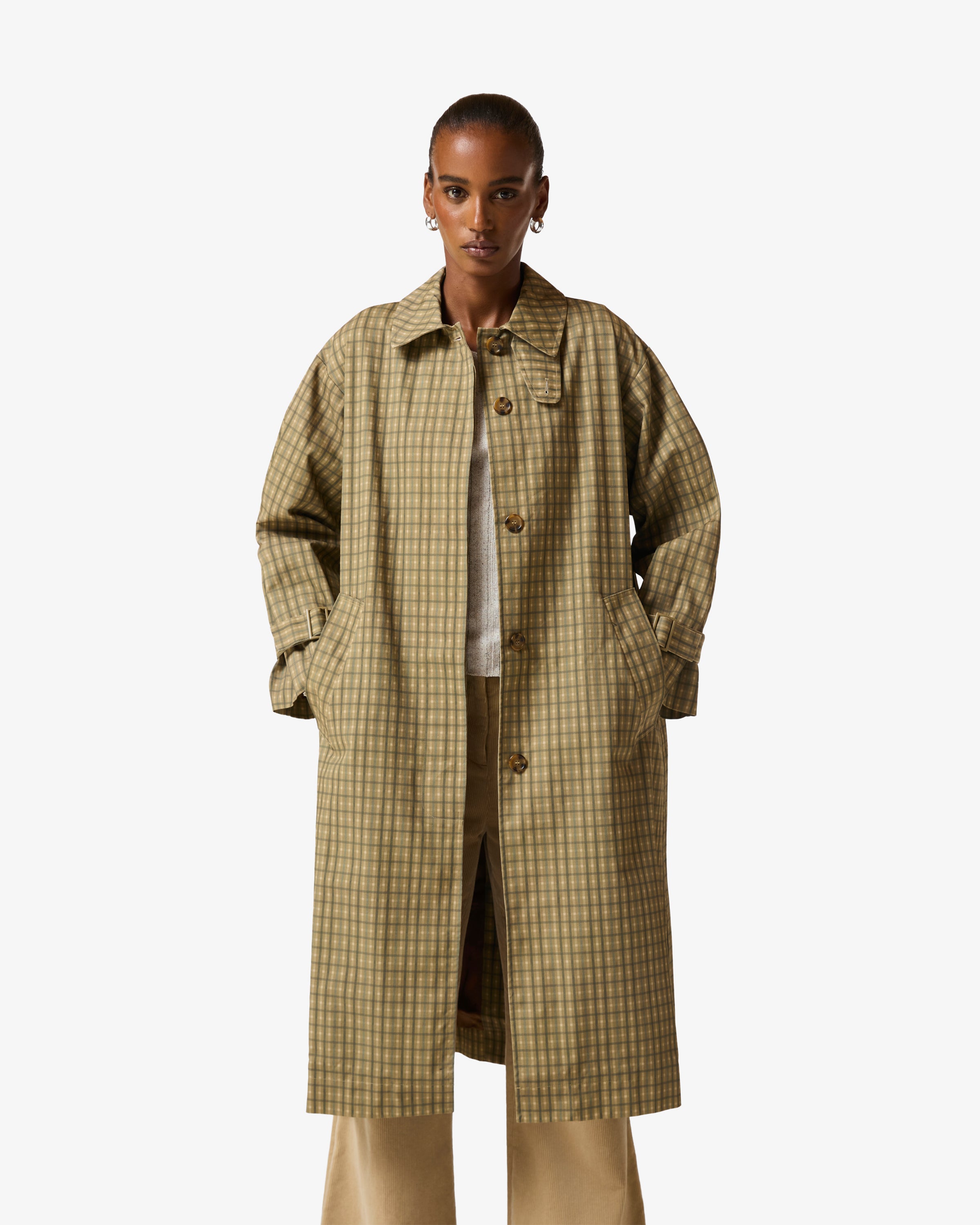 Meagan Check Coat Kelp Check