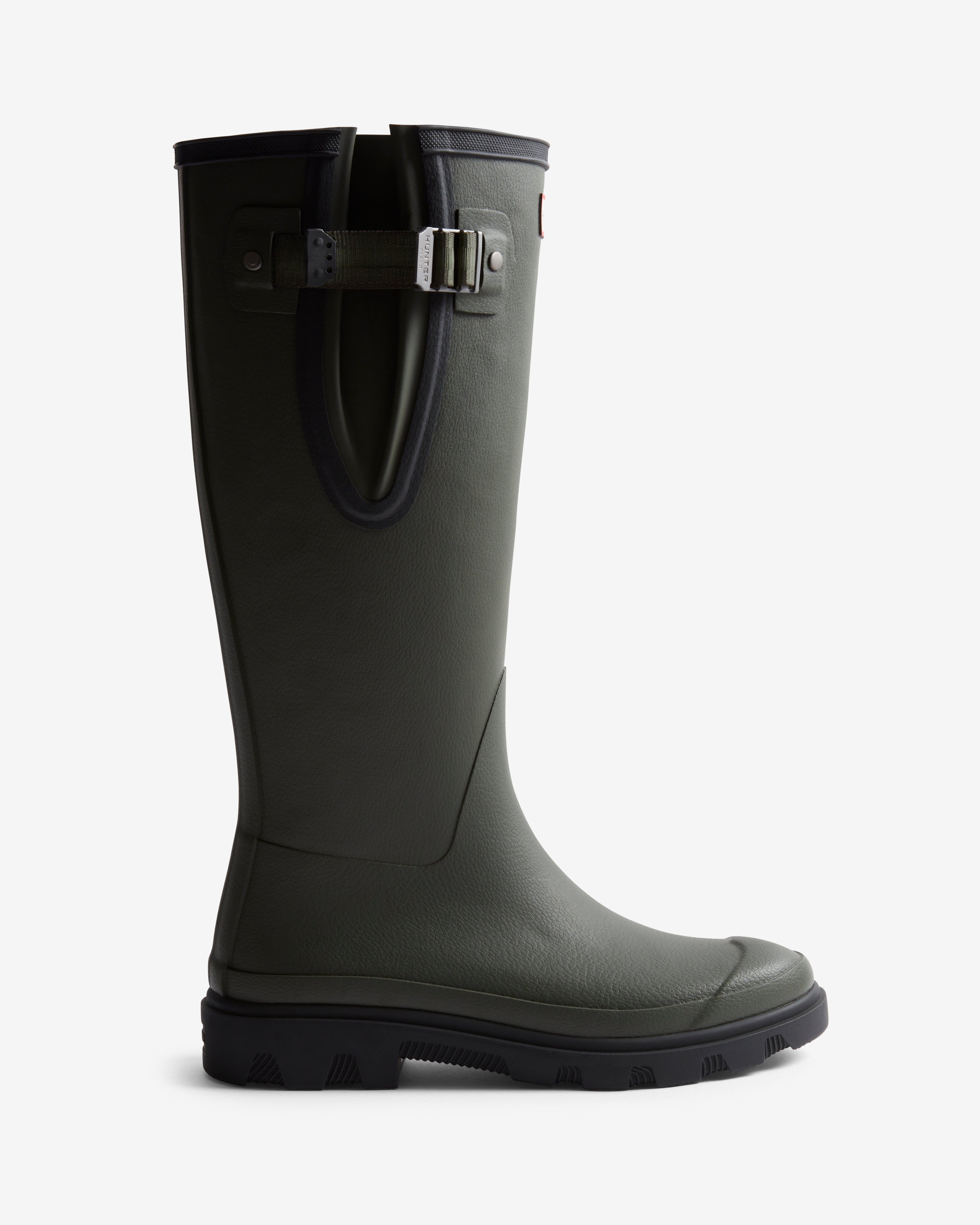 Hunter Boots Unisex Downpour Tall Adjustable Boot Dark Olive Black