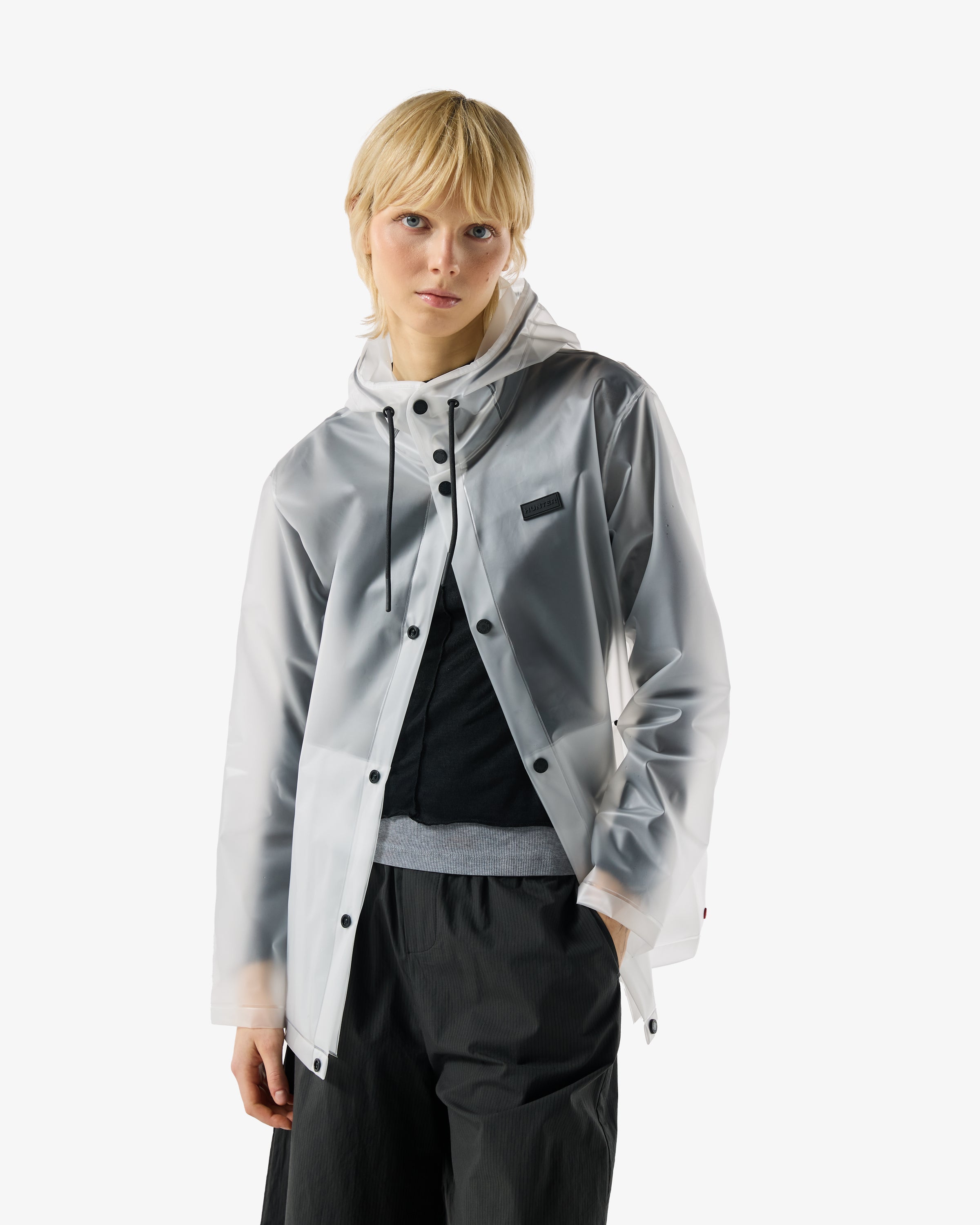 Unisex Hooded Rain Jacket Clear Matte