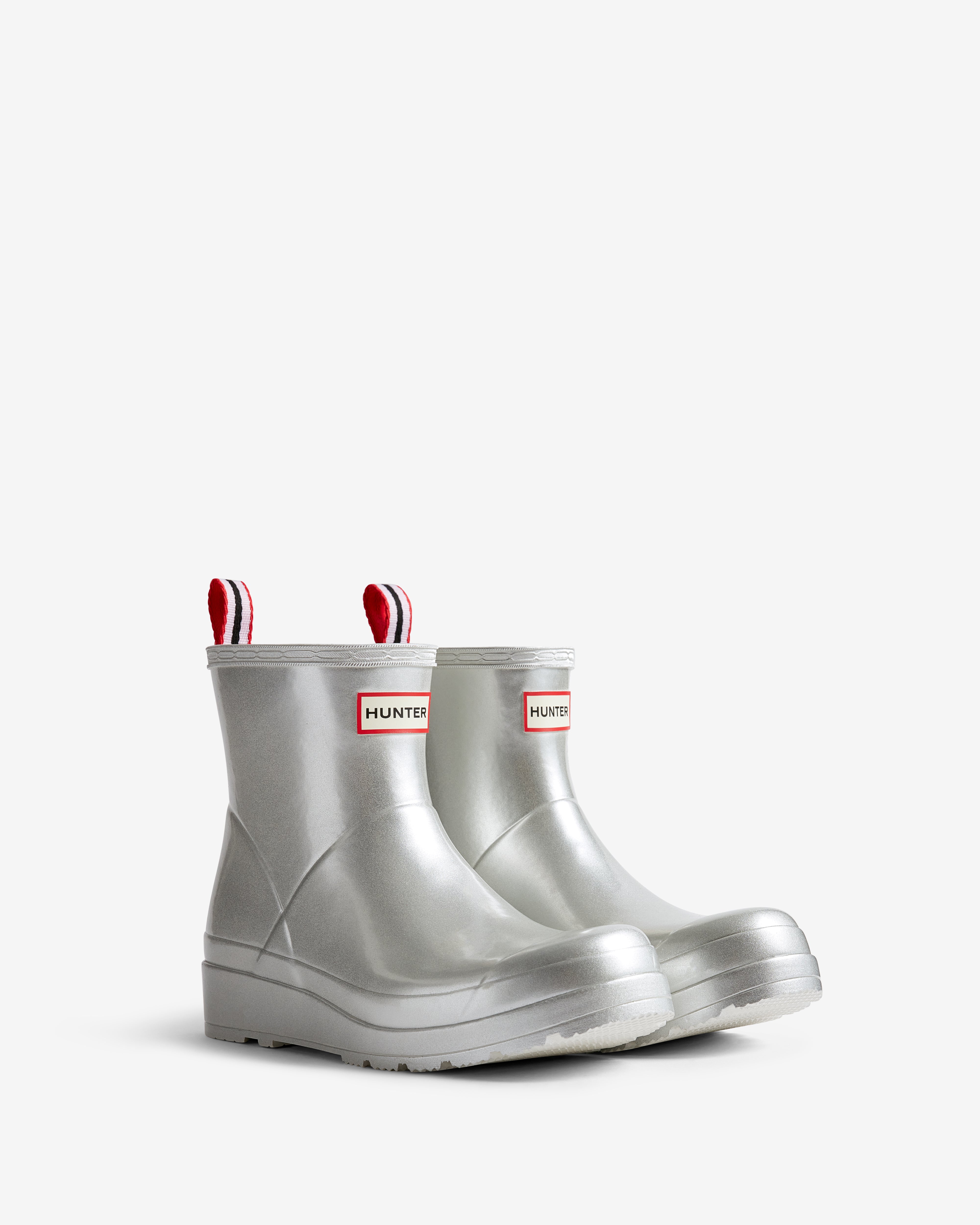 Hunter Boots Women's Play Short Wellington Boots Metalic Silver